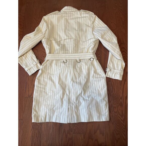 Ralph‎ Lauren Women's Ivory And Khaki Pinstripe Trench Coat And Dress Size L - Picture 11 of 13